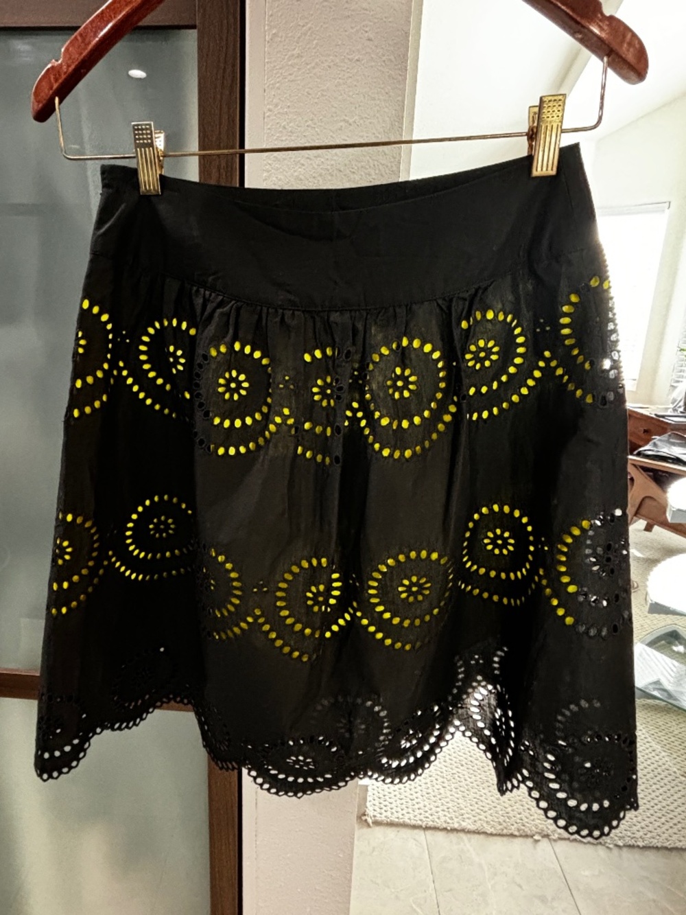 INC International Concepts Eyelet Skirt - Black with Citron Underlay Size 2P - Picture 3 of 9